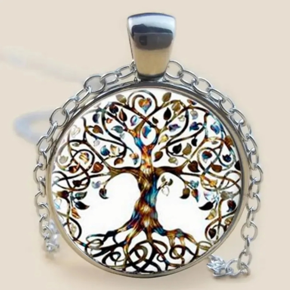Tree of Life Pendant Necklace in a Silver Tone Artistic